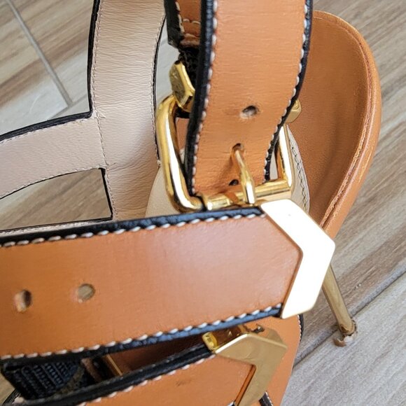 Christian Louboutin Funky 120 Tan Leather Gladiator Sandal Strap Shoes Eur. 37.5 - Picture 10 of 15